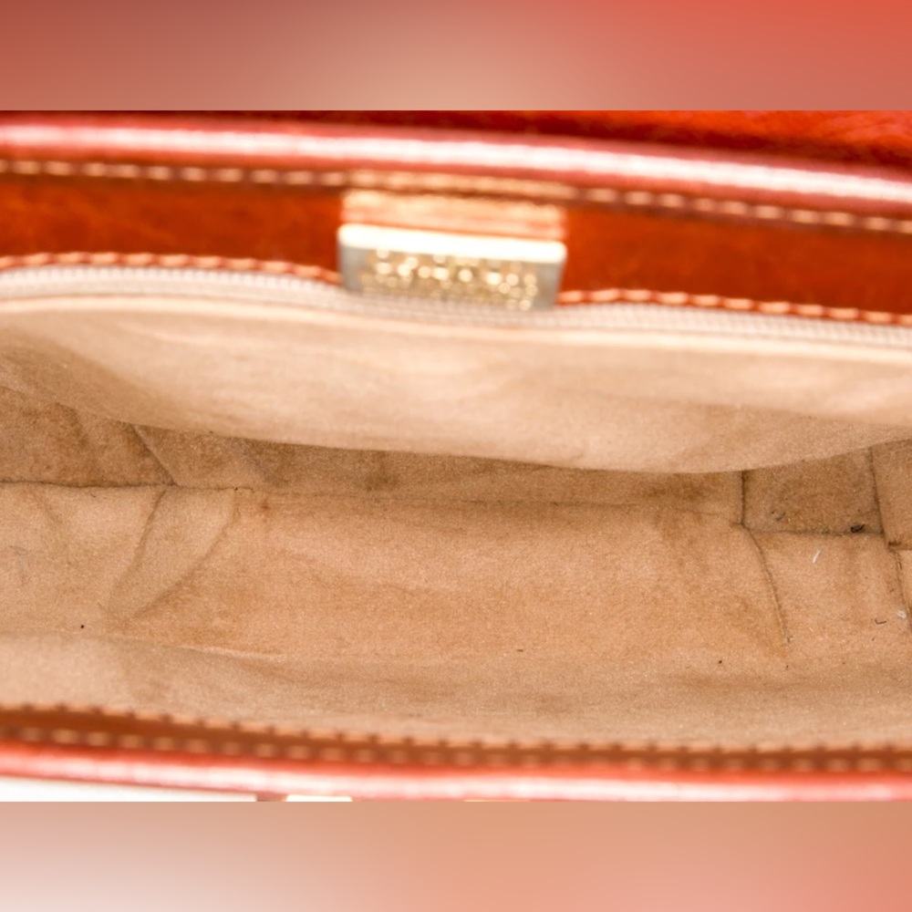 OROTON for Bergdorf Goodman full grain leather and brass handbag MSRP $450 - Picture 10 of 12